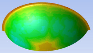 Temperature distribution on the structure surface during a thermally coupled fluid-structure-interaction simulation